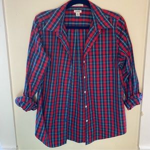 LL Bean Wrinkle Free Rainbow Plaid Button Down